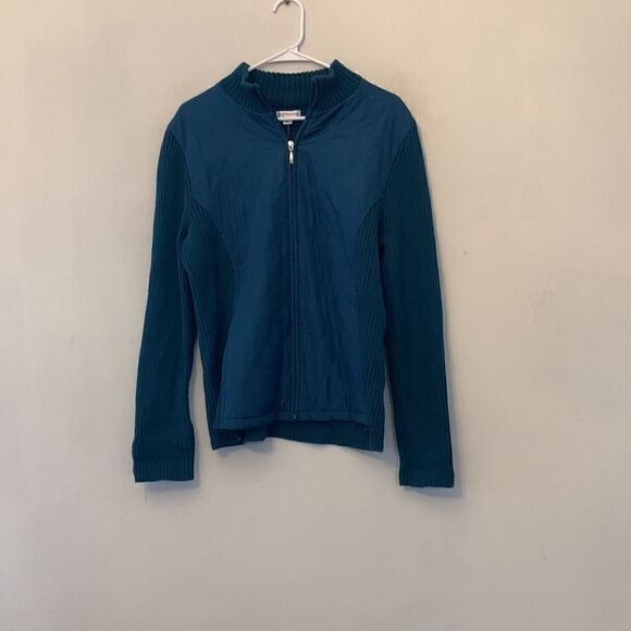 Croft and Barrow teal sweater/jacket Size XL NWT Full front zip - Picture 2 of 7